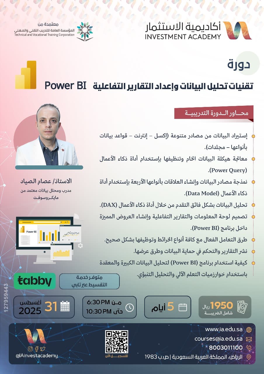 تقنيات البيانات التفاعلية بإستخدام برنامج الباور بي اي