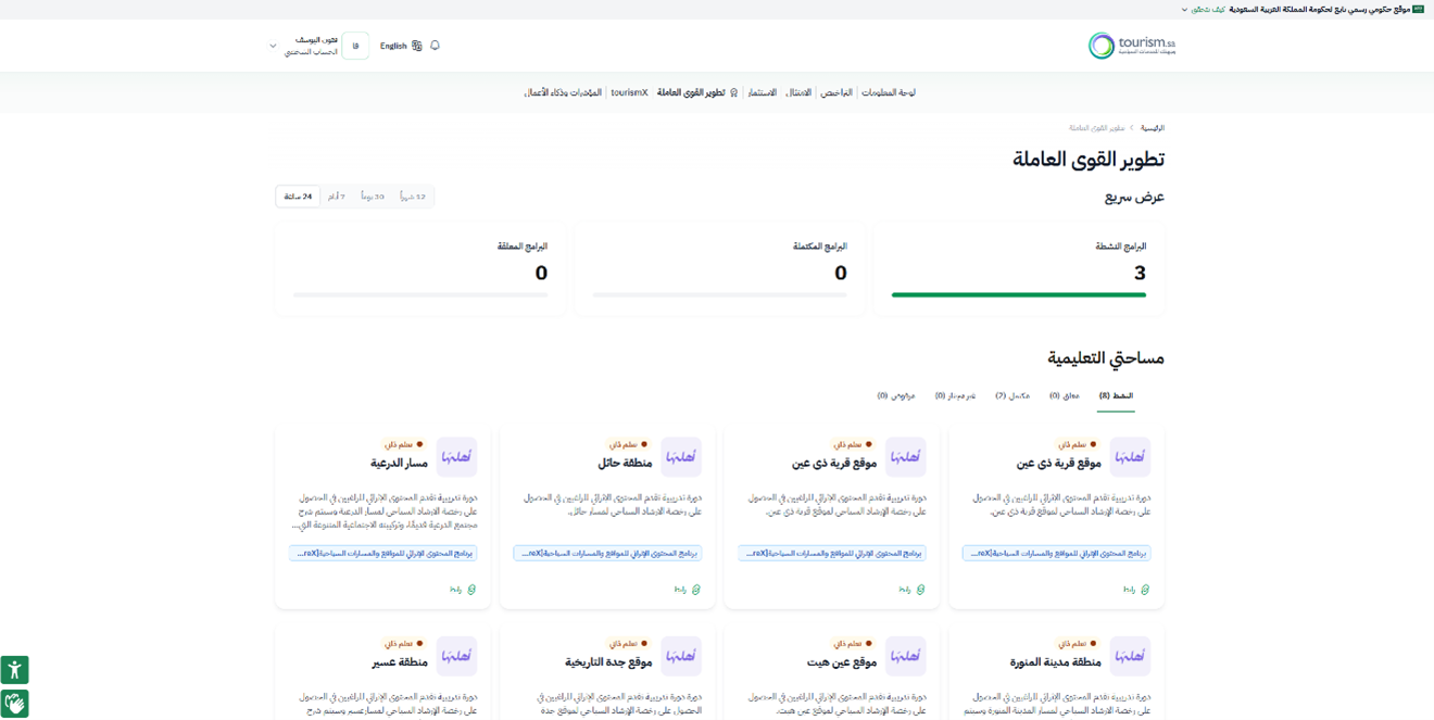 الانتقال إلى «تطوير القوى العاملة» — دعم رخصة الارشاد السياحي